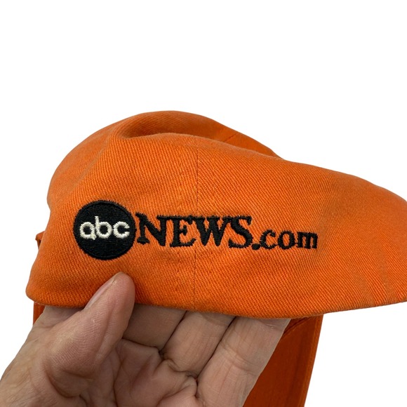 ABC News Now Hat Orange Embroidered Baseball Cap Flexfit Fitted Adult - Picture 3 of 6